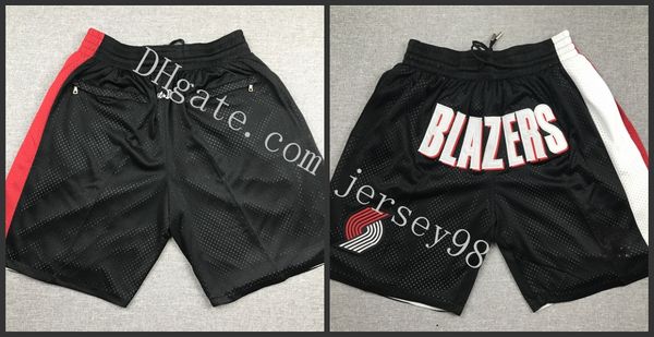 

portland trail blazers 1997-98 just don white nba men basketball shorts, Black