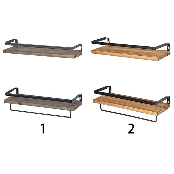 

set of 2 wall mounted living room rustic wood kitchen bathroom storage shelf