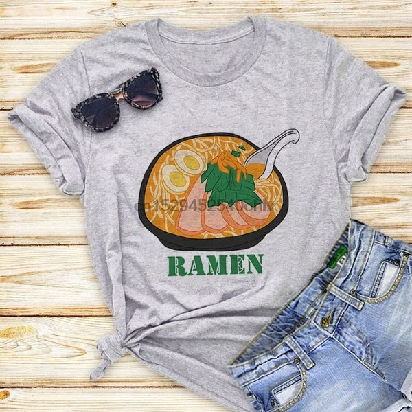 

delicious ramen short sleeved round collar loose gray casual tumblr shirt