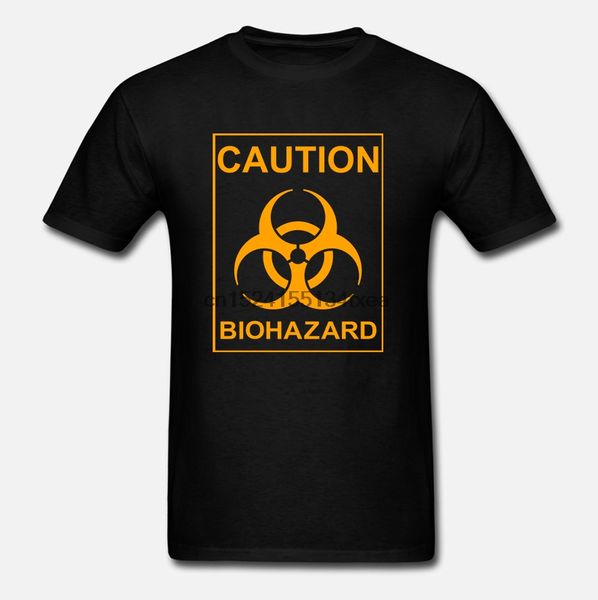 

biohazard warning t shirt caution sign short sleeve quality tee s - xxl customize tee shirt