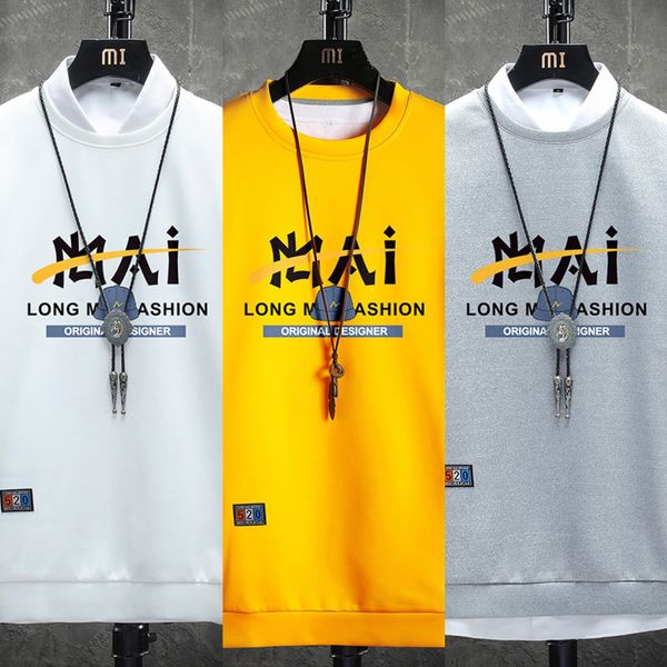 

autumn fashion brand long sleeve sweater men's new pullover sweatersweaterletter printing youth student round neck pullover casual t, Black
