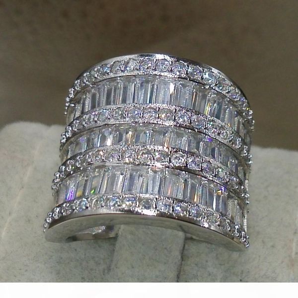 

2016 new brand desgin luxury jewelry 925 sterling silver full z cz diamond gemstones wedding engagement women finger ring gift size5-11, Slivery;golden