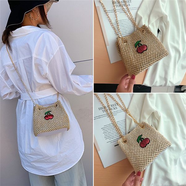 

fashion women shoulder bag straw rattan woven messenger handbag beach travel purse