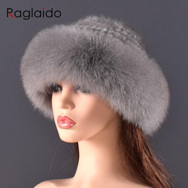 

women real mink fur bomber hats winter genuine fox fur cap luxurious quality winter hat elastic warm soft fluffy natural y200102, Blue;gray
