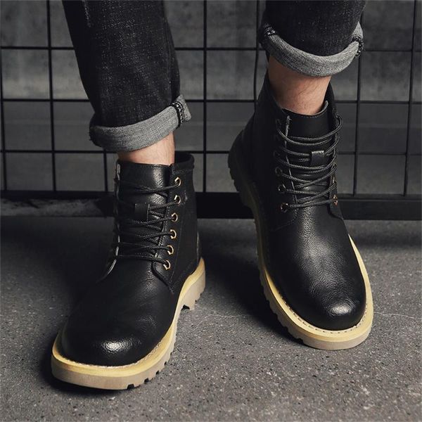 

2020 spring new arrivals fashion ankle boots men round head boots wear non-slip strap winter shoes army black
