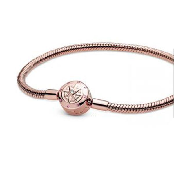 

new 2020 pink moments compass snake chain bracelet bangle for women authentic charm jewelry pulseira gift, Golden;silver