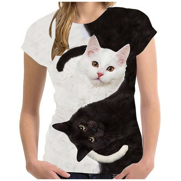

fashion 2020 new cool t-shirt men/women 3d tshirt print two cat short sleeve summer tees t shirt male s-6xl, White
