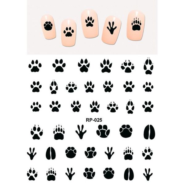 

nail art beauty water decal slider nail sticker animal pet claw foot print sweet heart black cat rp025-030