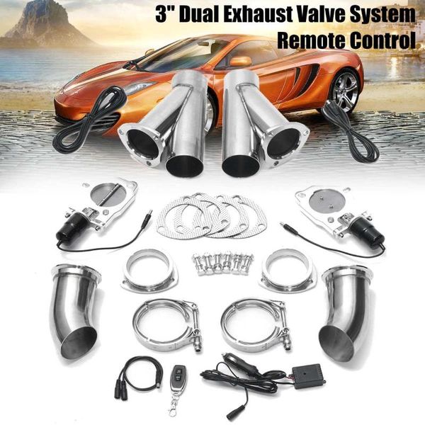 

3'' 76mm universal car truck electric exhaust muffler valve cutout e-cut system dump wireless remote w/ gear driven motor