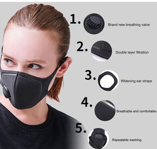 

reused breathable be black pm2.5 respirator valve can mask washed mask with dust filter sponge vbadi garden2010