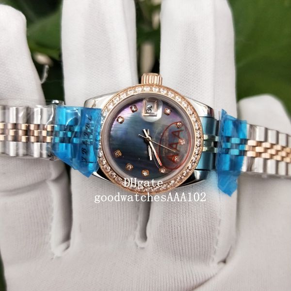 

the latest version ladies watch 278273 278271 278383 18k rose gold gradient dial 31mm stainless steel two tone gold women's automatic w, Slivery;brown