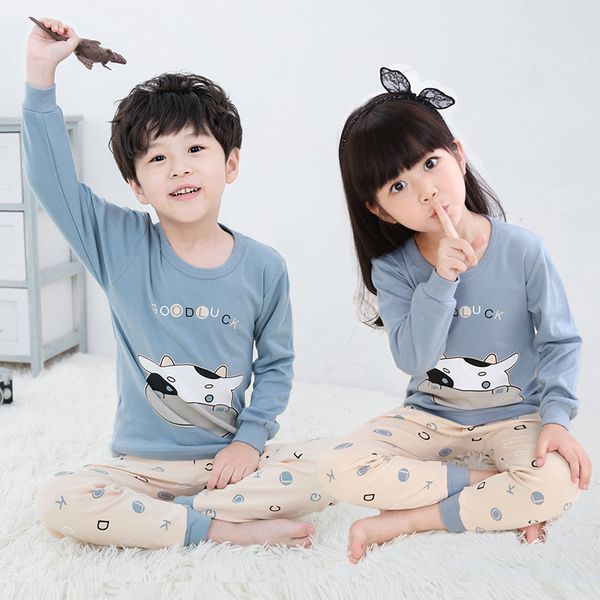 

fall children pajama sets cartoon kids pijamas homewear clothing pajamas for a boy of 12 years sleepwear cotton teens nightwear, Blue;red