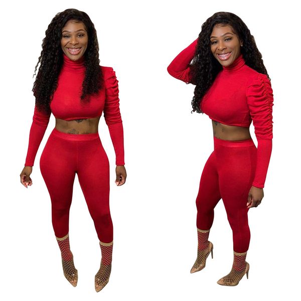 

womens clothing sets fashion stacked long sleeve casual suit solid color long pants 2 piece suit, White