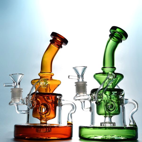 Türbin PERC Cam Bongs Çift Geri Dönüşümler Dab Rigs Mükemmel Kaliteli Fab Yumurta Su Boruları ile 14mm Kadın Jointhight Kalite Tornado R