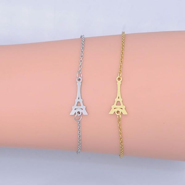 

100% нержавеющая сталь dainty эйфелева башня шарм браслет для женщин оптовой dropshipping мода браслетов ювелирных изделий, Black