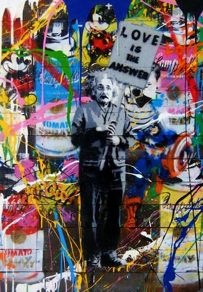 

mr brainwash graffiti art einstein love wall decor handpainted &hd print oil painting on canvas wall art canvas pictures 200810