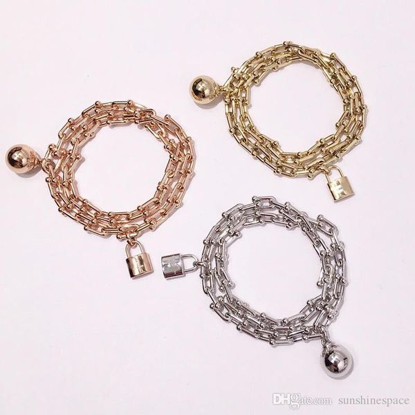 

u shape lock bracelet for women titanium steel bangle, Golden;silver