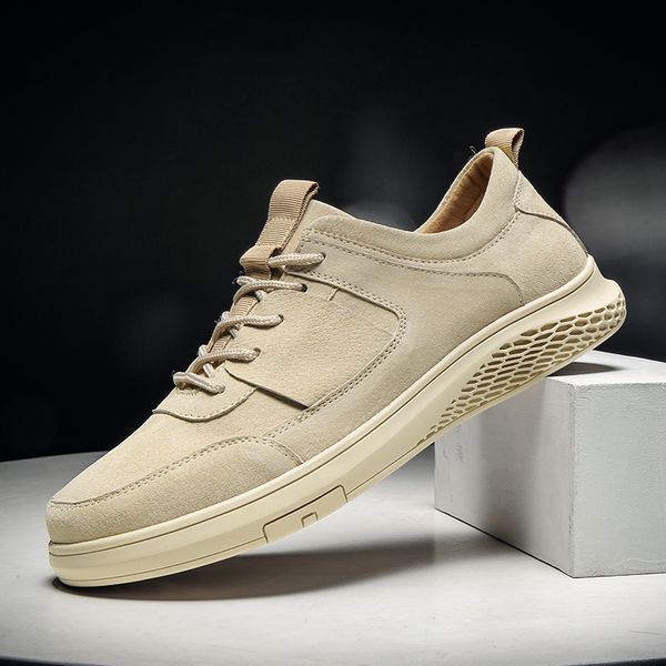 

fashion sneakers leisure leather shoes men classic ankle shoes lace up color youth male casual leather tooling, Black
