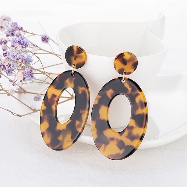 

dangle & chandelier vintage bohemia leopard large oval drop earring for women acrylic geometric statement resin fashion jewelry gifts, Silver