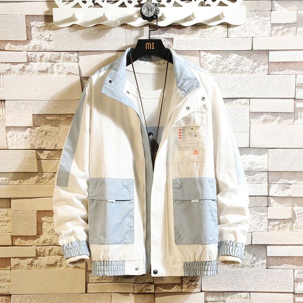 

style bigger pocket white black spring autumn jacket men's streetwear bomber clothes plus asian oversize m-5xl kg-981, Black;brown