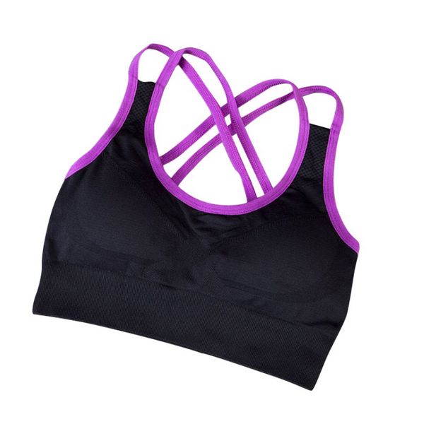 

women sports bra tank vest crop camisole yoga fitness workout bras seamless padded racerback stretch, White;black