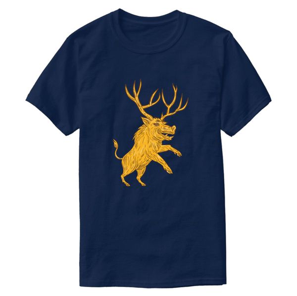 

humor wild boar razorback with antlers prancing drawing t shirt man 2020 summer letter men tshirt humorous size s-5xl