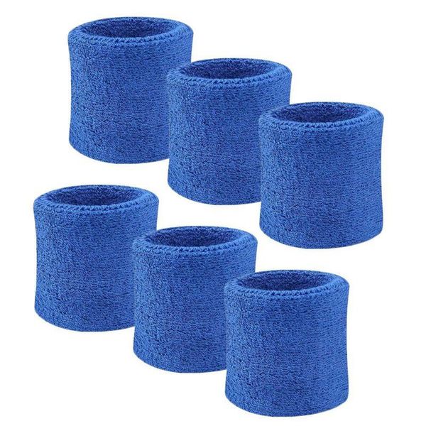 

6 pack men women wrist sweatband sports wristband for running, gym workout, exercise, football and more (blue, Black;red