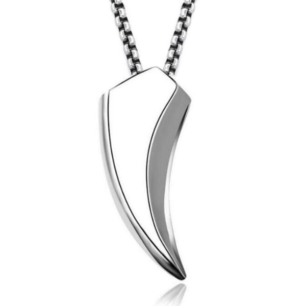

stainless steel high polish finished wolf tooth pendant necklace jewelry gift punk rock men necklaces, Silver
