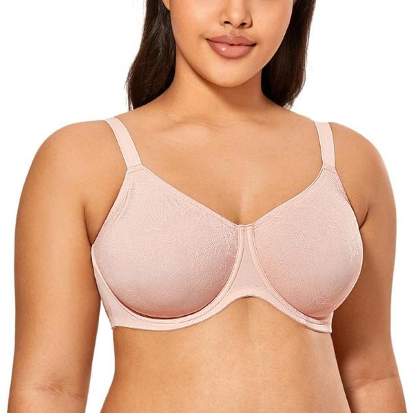 

women's jacquard underwire minimizer bra plus size supportive lace everyday bras, Red;black