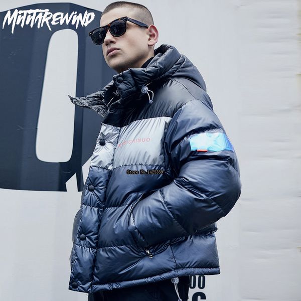 

20 degree winter jacket men hip hop parkas coat male waterproof thick warm jacket parka hombre printed hooded outerwear, Black