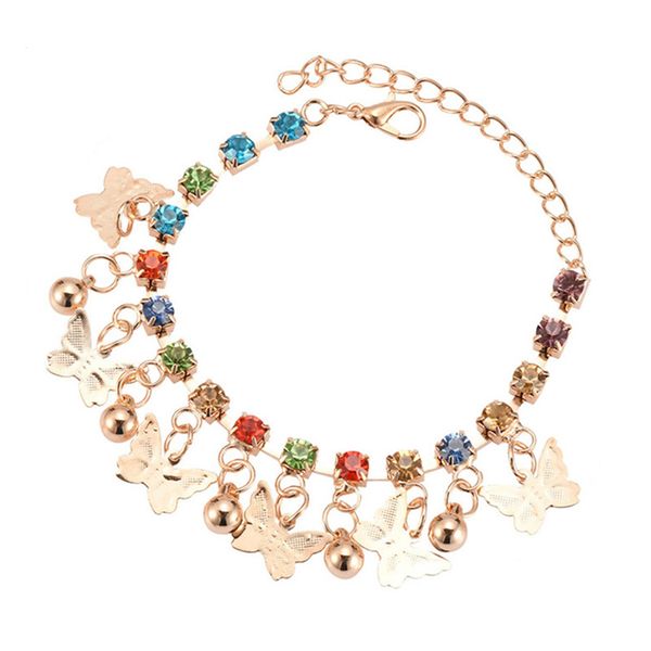 

butterfly charm bracelet for girls kids hand link chain colorful crystal women's beach bracelets femme gift, Black