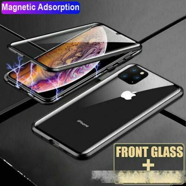 

magnetic adsorption metal frame double side tempered glass case cover for phone 11 pro max 6 6s 7 8 plus xr xs max