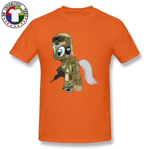 

orange green yellow men's tshirt equestrian army infantry pony cute cartoon print tee shirt new arrival fashion t-shirts
