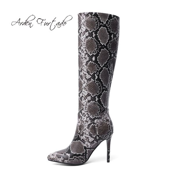 

arden furtado мода женская обувь острым носом шпильках пятки zipper sexy элегантные дамы колено высокие сапоги змеевик сапоги 45, Black