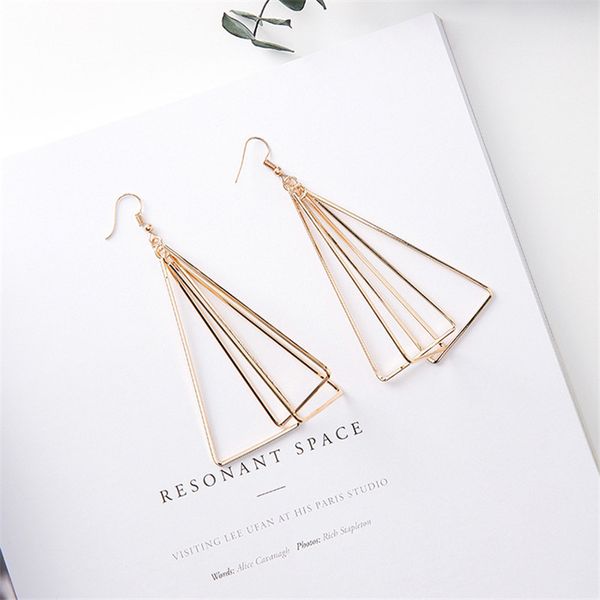 

stud modern women's earrings 2021 atmospheric geometric triangle women fashion wild casual female jewelry accessories, Golden;silver