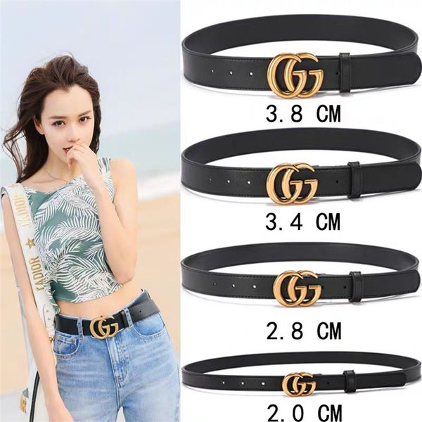 

2020e brand designer new fashionable men's and women's gold buckle gu belt. luxury family gathering all-match belt, Black;brown