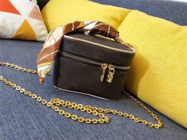 

brown flower fashion case box bag women designer crossbody bags chain shoulder bag good quality pu leather