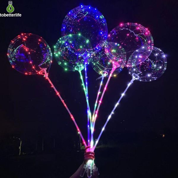 Palloncino a LED Illuminazione trasparente BOBO Ball Balloons Light con palo da 70 cm LED String Light Xmas Wedding Party Decoration