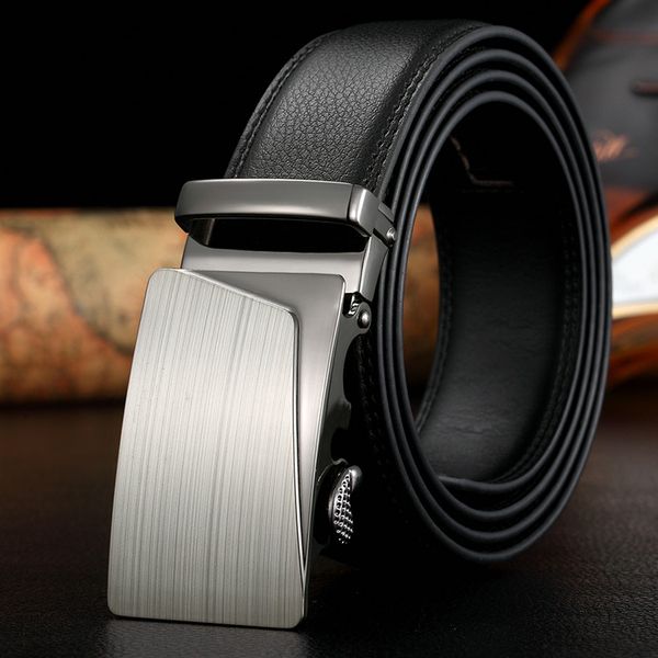 

men's belt leather two-layer leather automatic buckle belt business men's, Black;brown