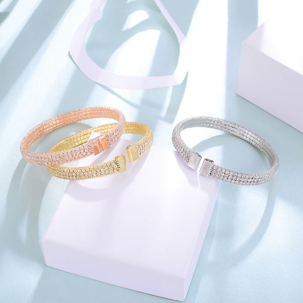 

zircon open bracelets for women rose retro new copper bracelet bangle fashion party wedding jewelry brazalete mujer 2020, Black