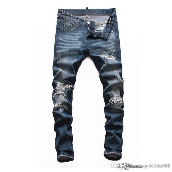 

2020 men skinny jeans mens joggers fashion tide men's new black white complex wash water micro-elastic jeans pour hommes mens pants, Blue