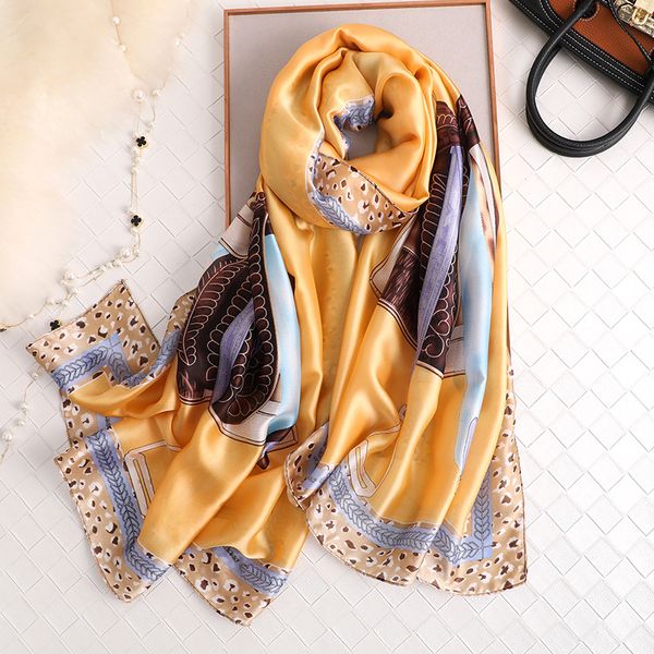 

silk scarf shawls for lady winter spring wraps designer print women foulard beach scarves bandana 2020 fashion, Blue;gray