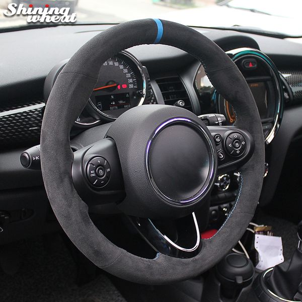 

black alcantara hand sew soft wrap car steering wheel cover for mini(hatchback/mini) clubman convertible countryman f55