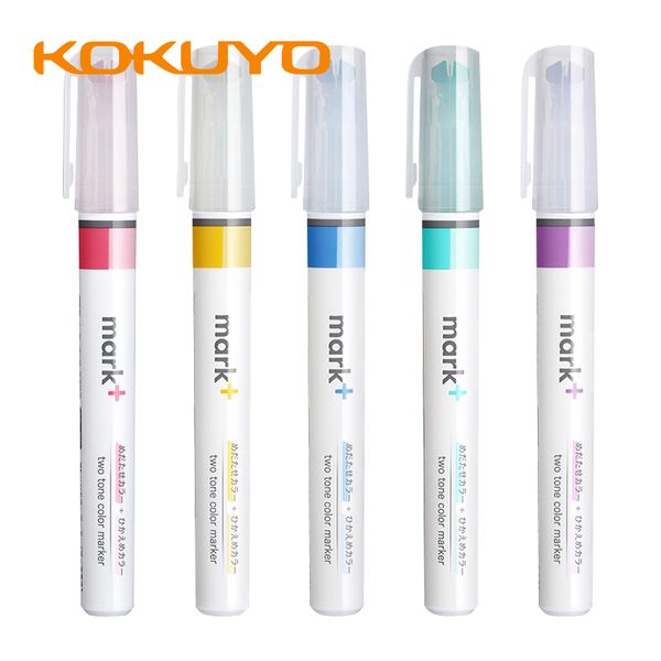 

5pcs/kokuyo marker pm-mt100 light color highlighter beetle one head double line, Black;red