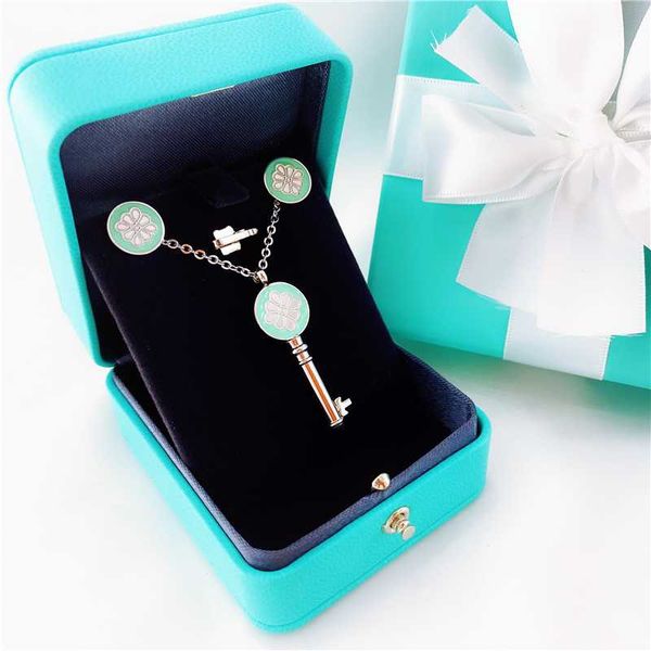 

women's love heart key necklace stainless steel sterling fashion jewelry original luxury brands logo valentine's day gift, Silver