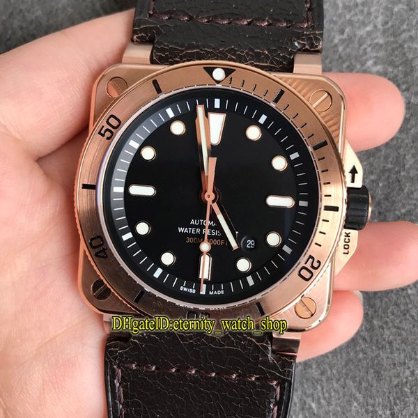 

zw quality instruments br 03 diver br0392-d-bl-br/sca black dial japan miyota 9015 automatic mens watch bronze case leather sport watches, Slivery;brown