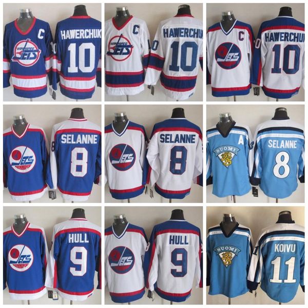 

custom winnipeg jet hockey jerseys 10 dale hawerchuk 9 bobby hull 11 koivu 8 serani vintage men's ccm jersey any name and number, Black