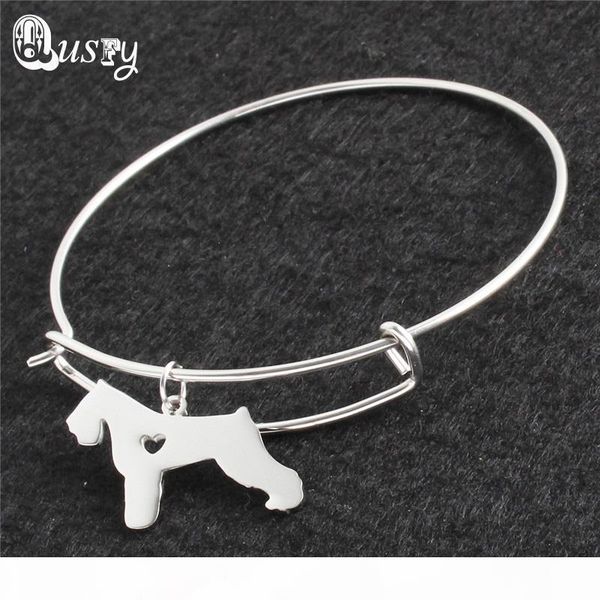 

stainless steel schnauzer cute dog pendant necklace bracelet bangle earring jewelry set for women nc, Black