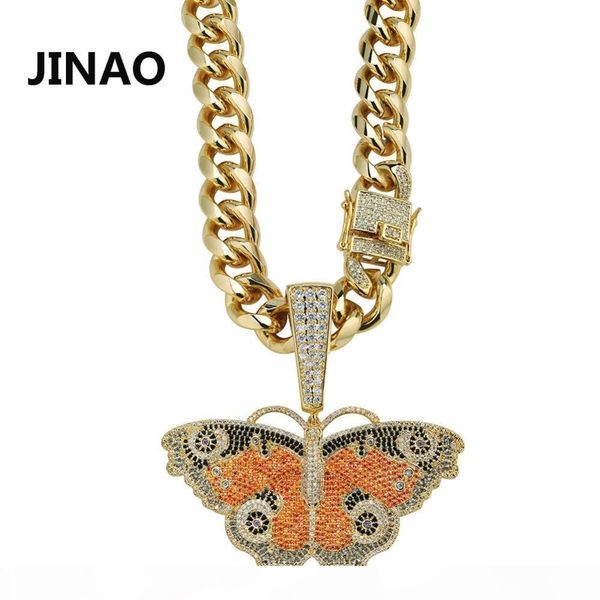 

ювелирные jinao hip hop щепка золото бабочка ожерелье micro pave циркон iced out animal man женщины подарки, Silver