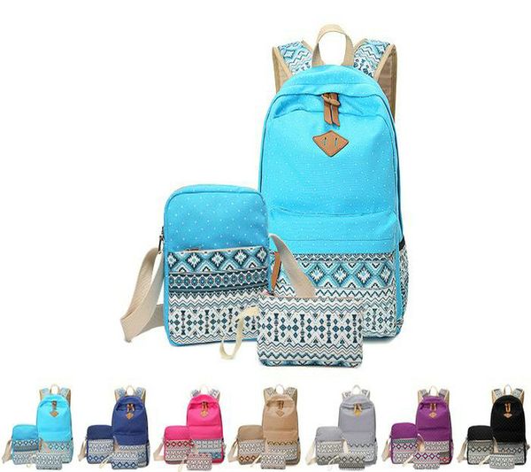 

school girls canvas student shoulder bags 3pcs case pink lapbookbag pen with backpack teen lightweight bag and boys for and cjckz, Silver
